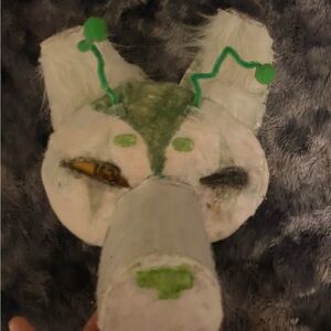 Green and White Alien-Wolf  Mask
